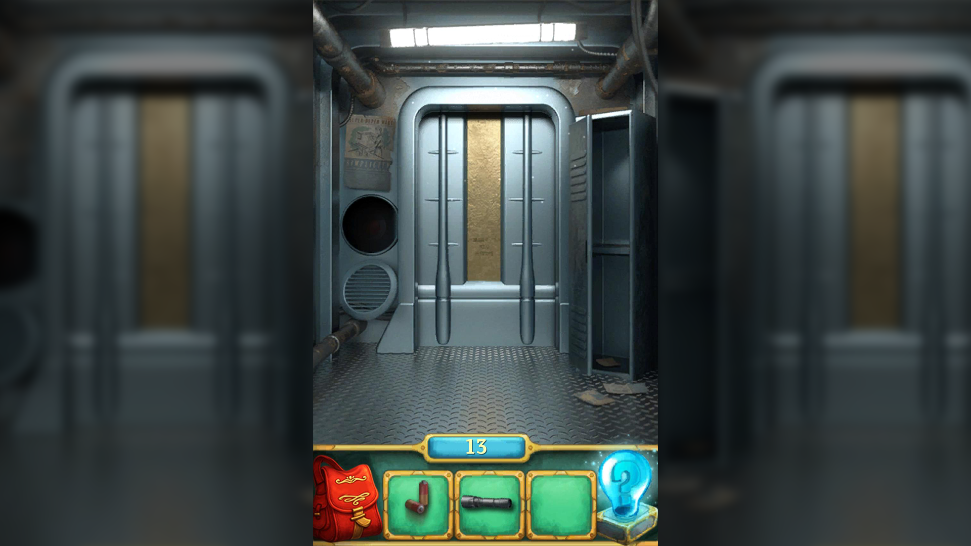 100 Doors: Find Exit dark hallway scene with glowing puzzle elements