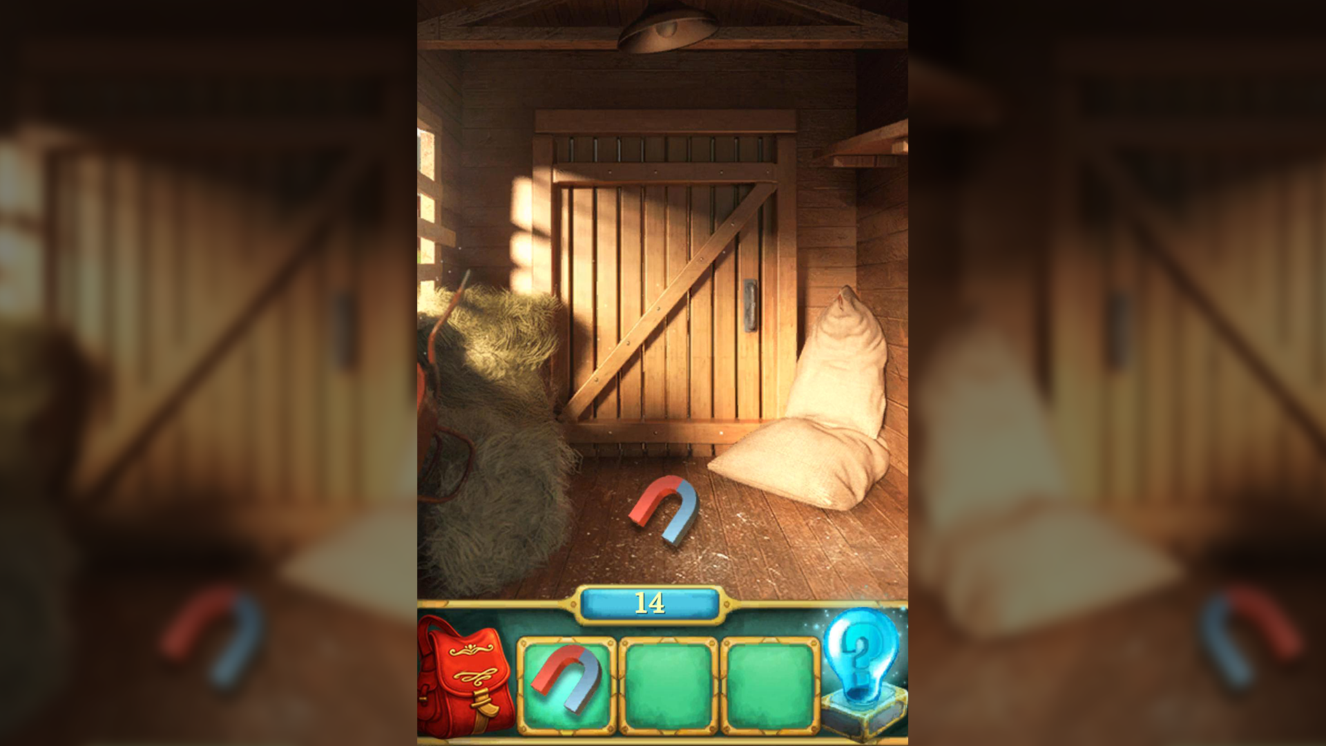 100 Doors: Find Exit cluttered attic room with wooden beams