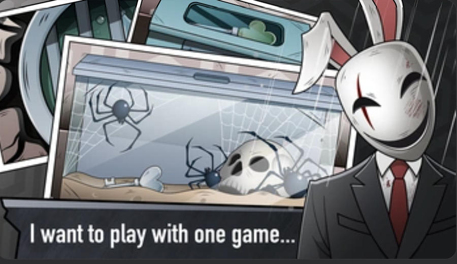Cube Stories Escape masked figure beside a spider tank in the mansion story