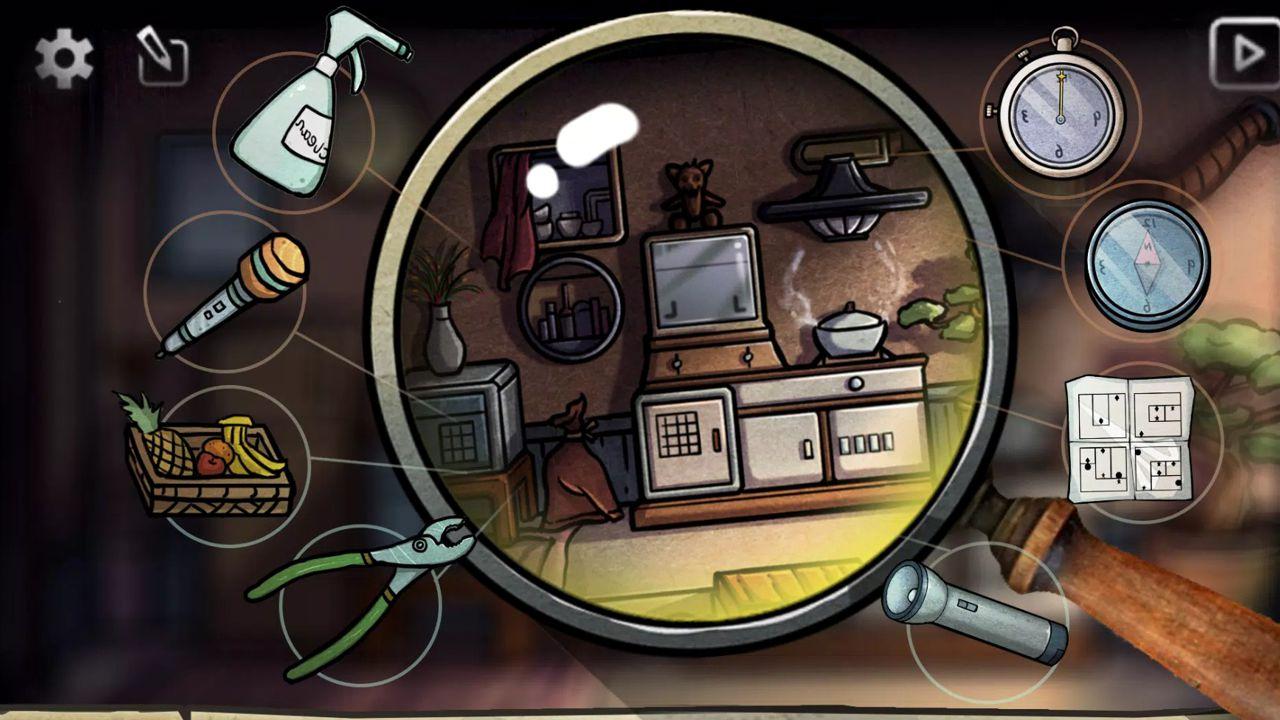 Escape Room: Secret of Memories magnifying glass search with item icons
