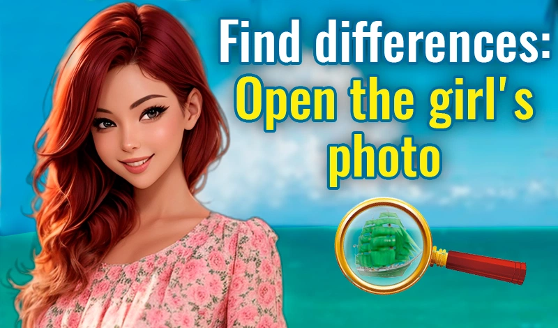 Find differences: Open the girl's photo game card