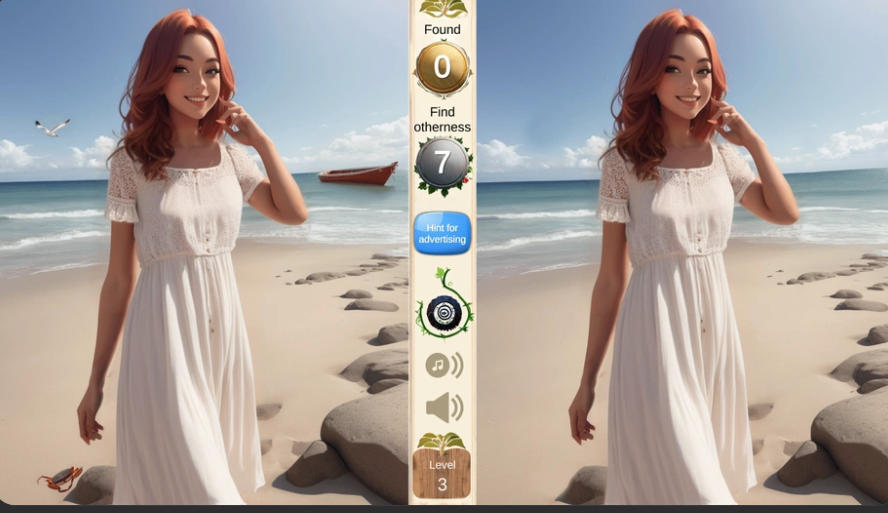 Find differences Open the girl's photo comparison scene