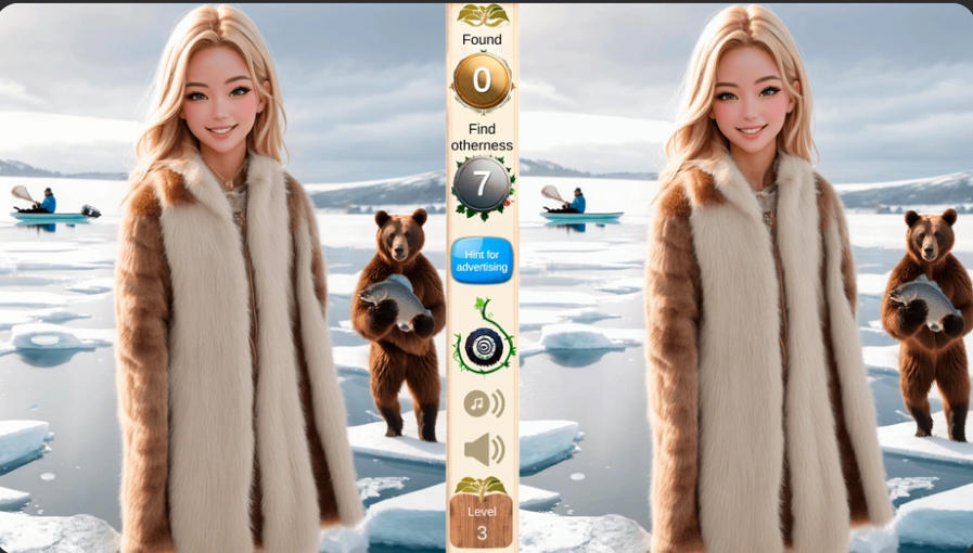 Find differences Open the girl's photo background details