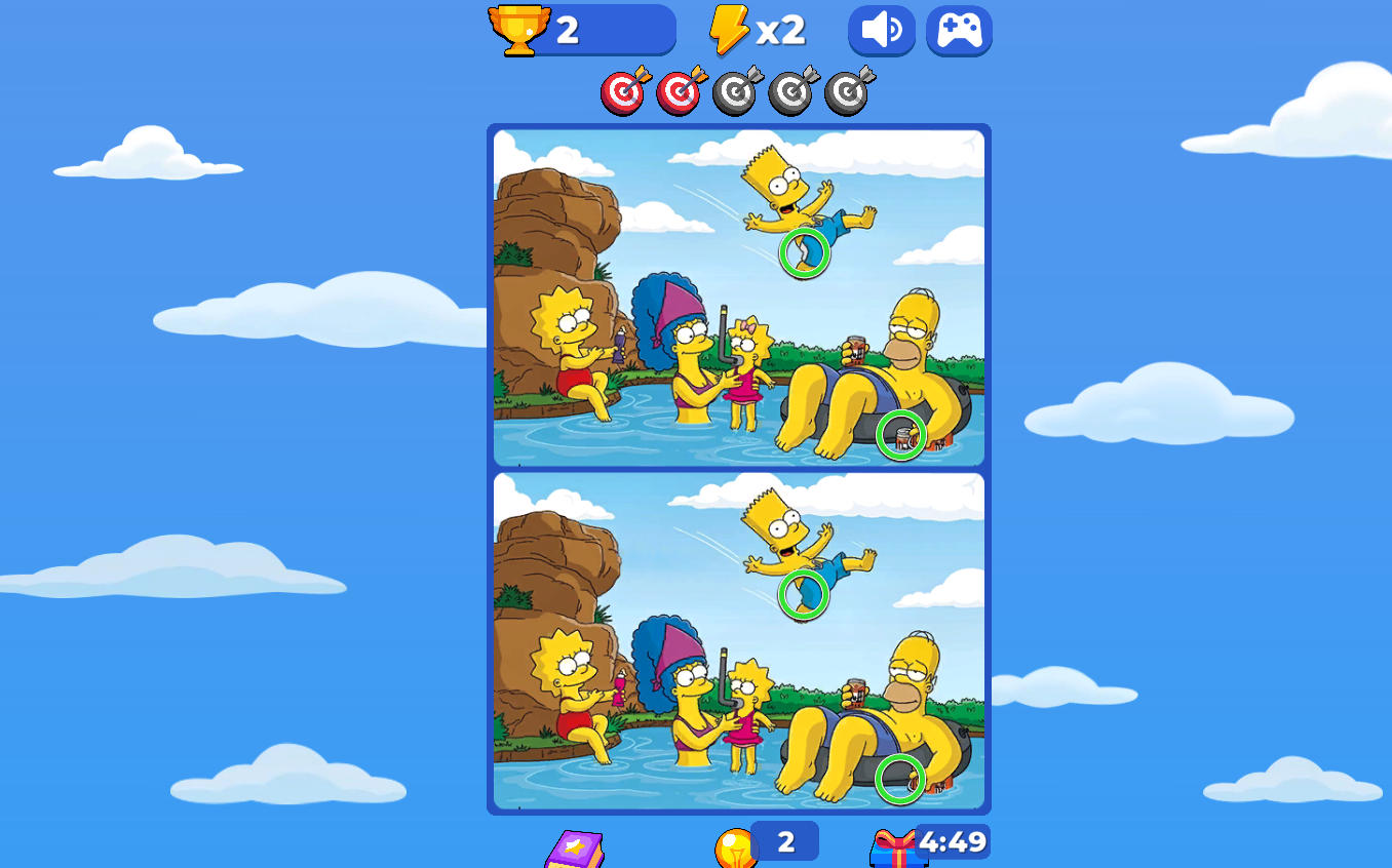 Find the Difference The Simpsons side-by-side puzzle scene