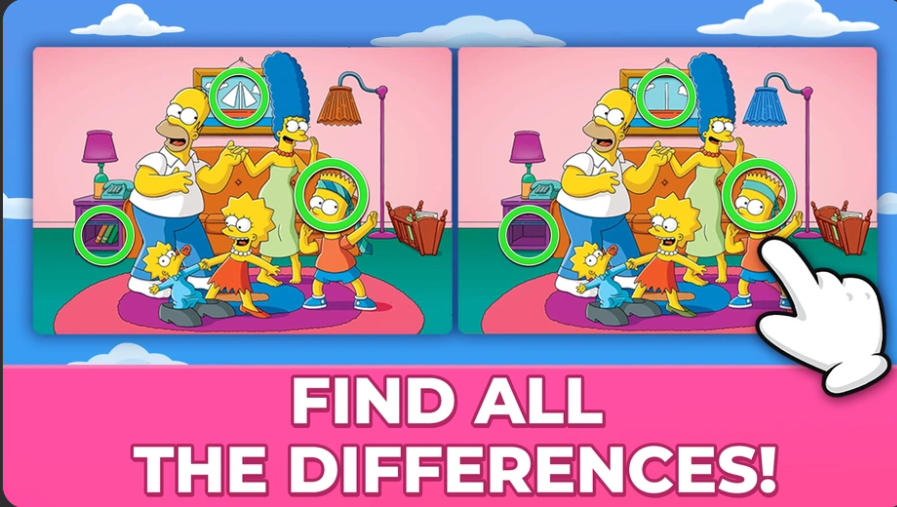 Find the Difference The Simpsons hint and score gameplay