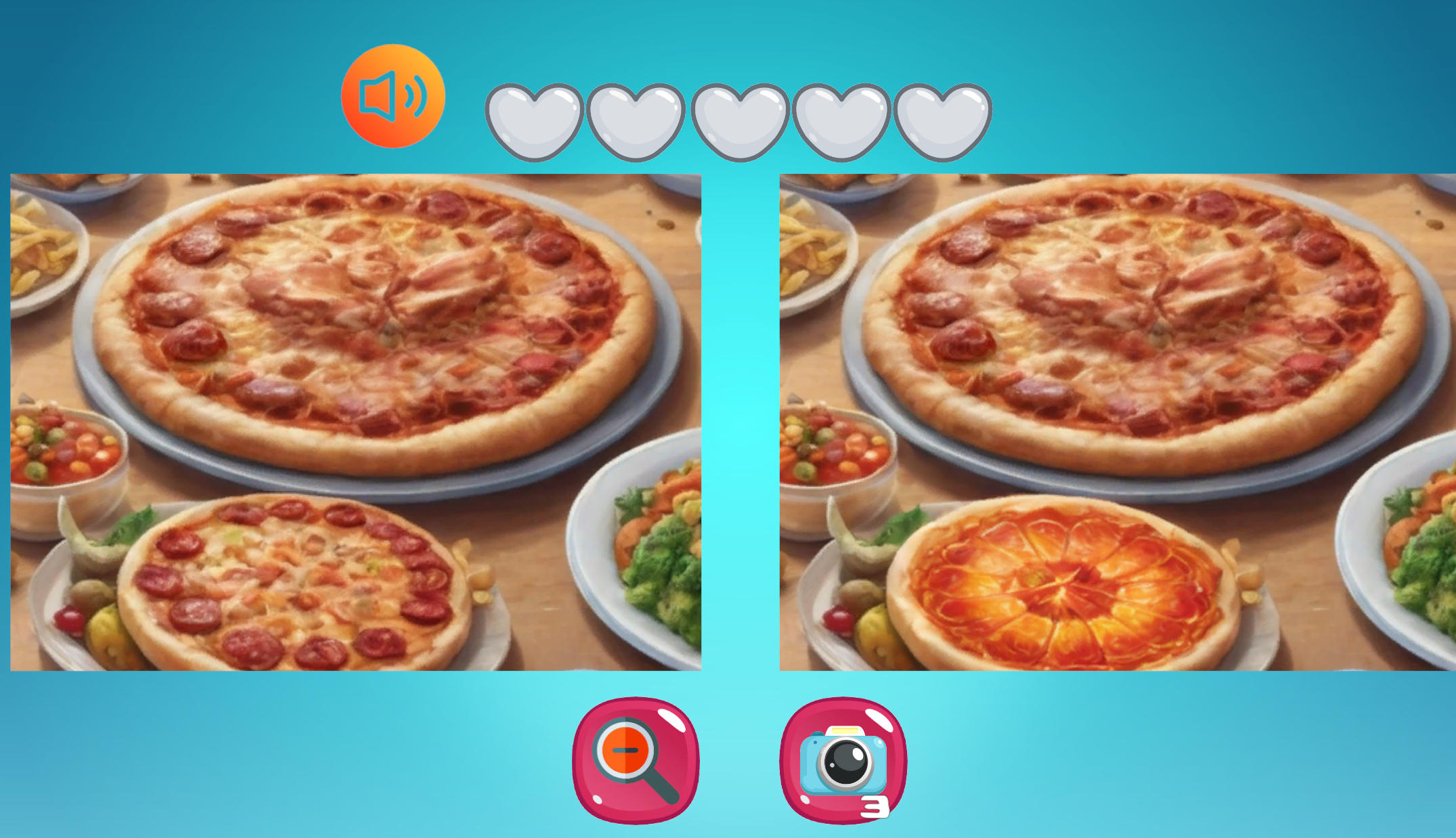 Find the Differences A Colourful World pizza picture comparison