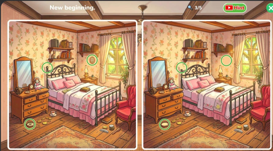 Find the Differences Repair and Design with Alice bedroom comparison puzzle