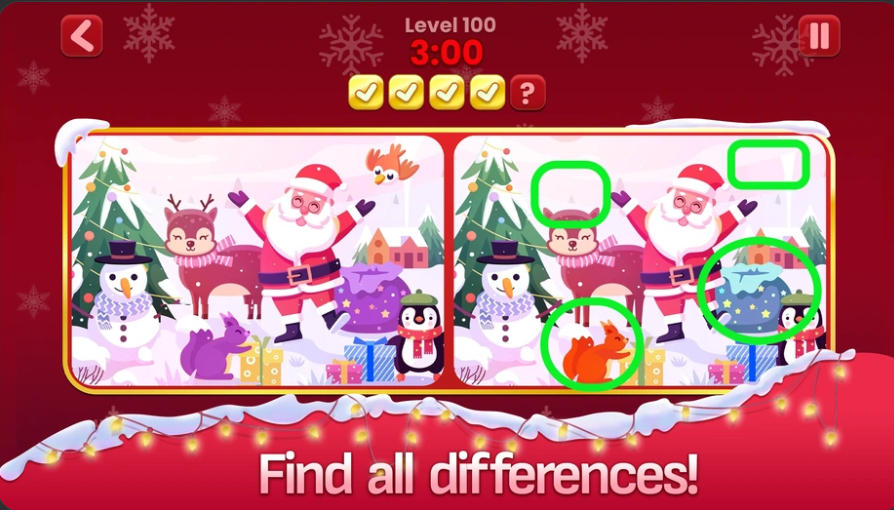 Find the Differences Winter Tale timed Santa and winter animals level