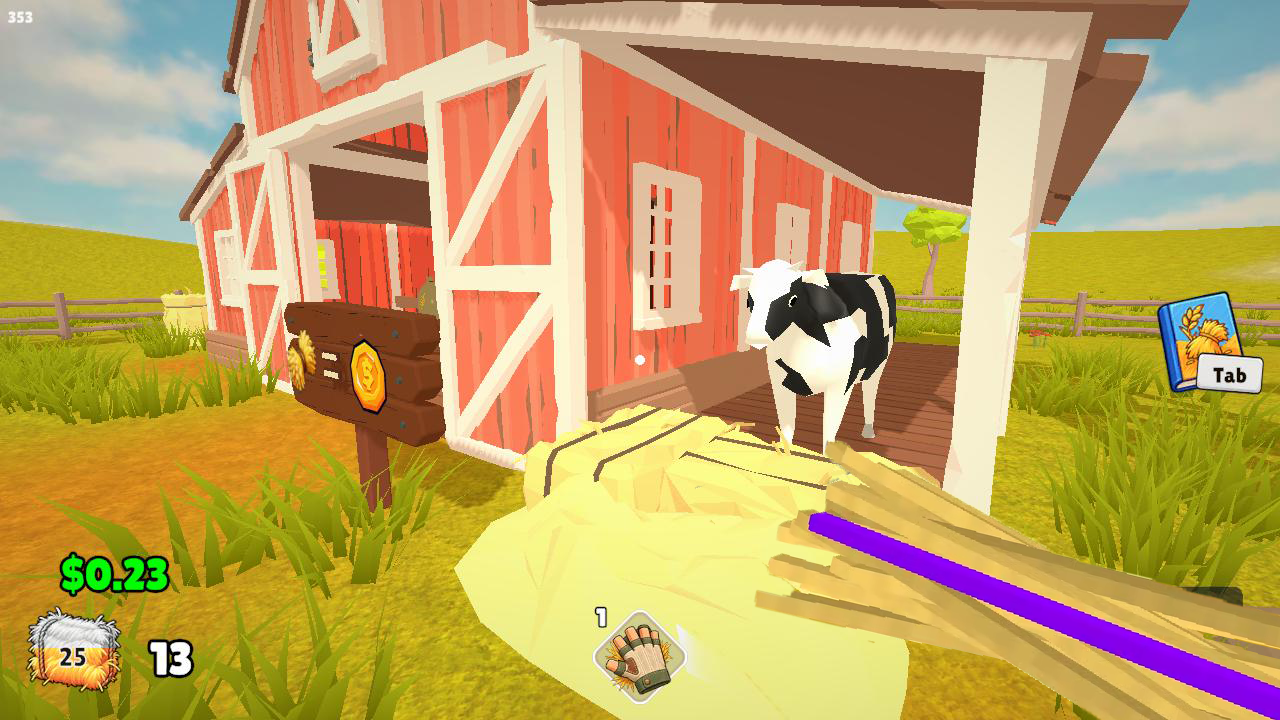 Find the Needle screenshot of the player carrying a bundle of hay to sell