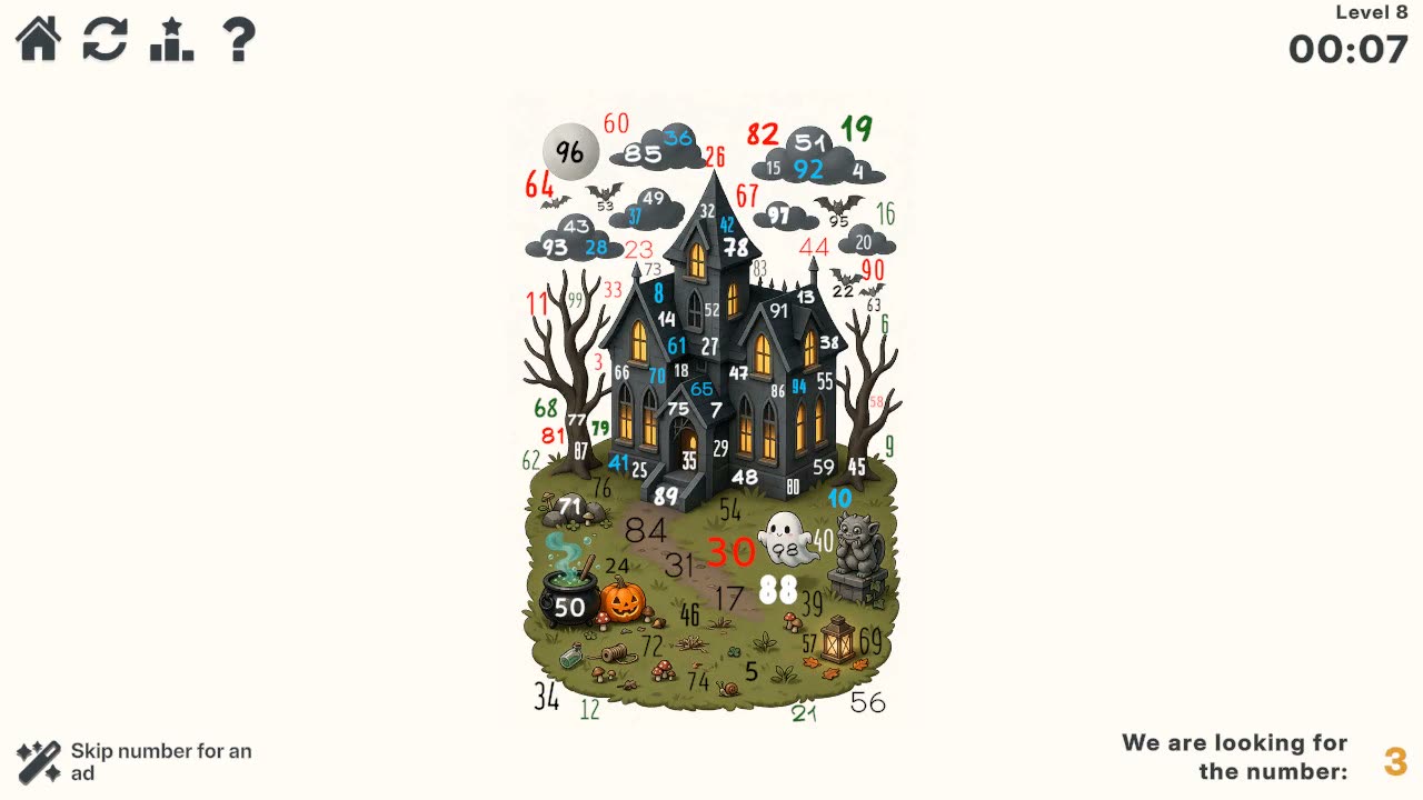 Find the Numbers from 1 to 99 hunt in progress