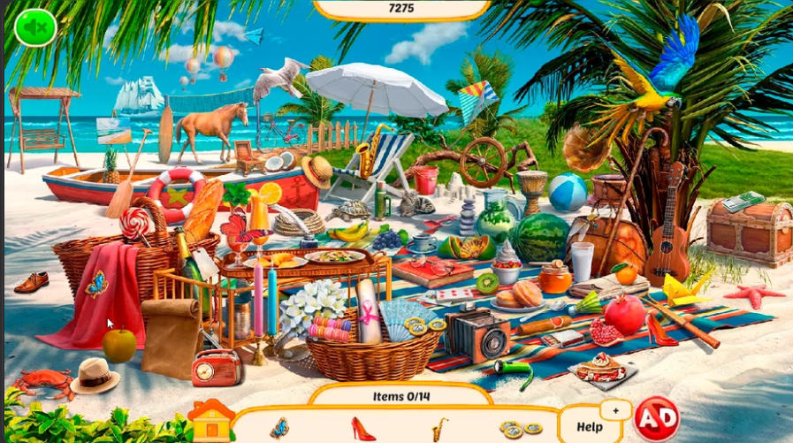 Hidden Objects: Caribbean Voyage crowded tropical beach level