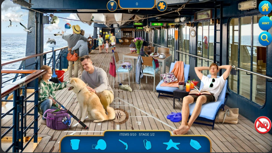 Hidden Object Collection 2 item search on an ocean liner deck