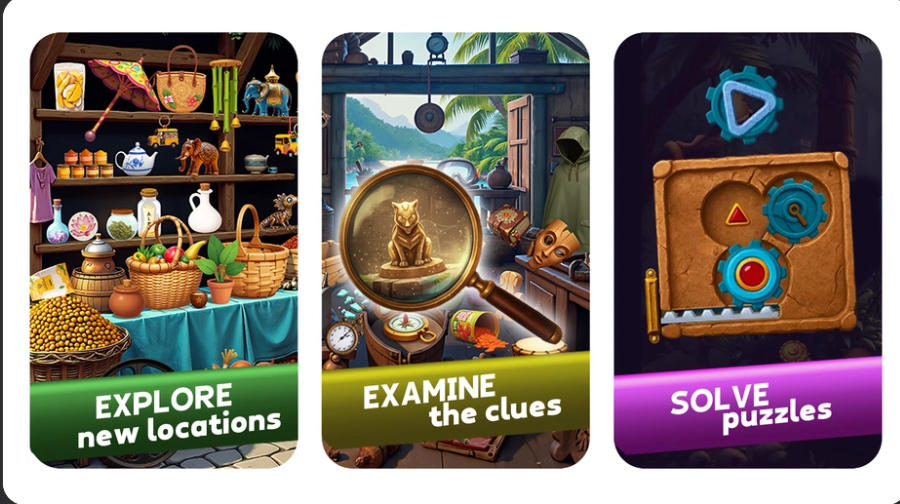 Hidden Objects: Find the Treasure market search and gear puzzle on Kalao-Terra