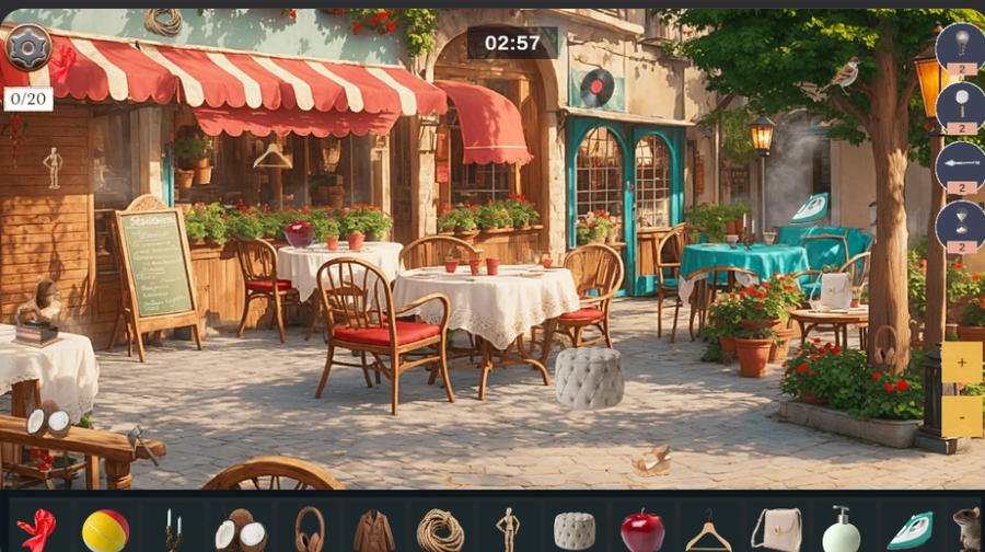 Hidden Object: Lost Places hidden items at an outdoor cafe