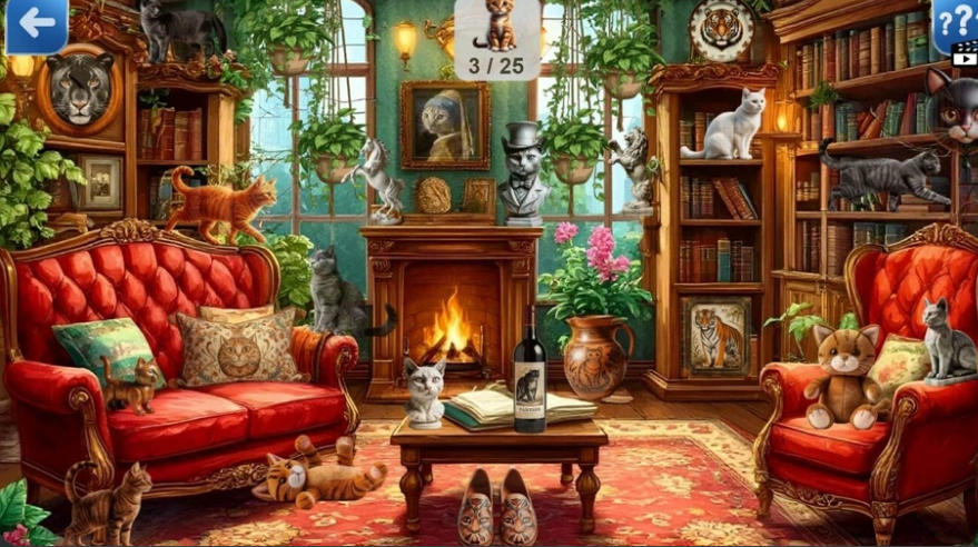 Hidden Object Miss Holmes and her Cat Victorian clue scene