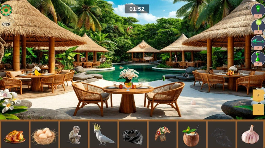 Hidden Object World Cuisines tropical island restaurant search