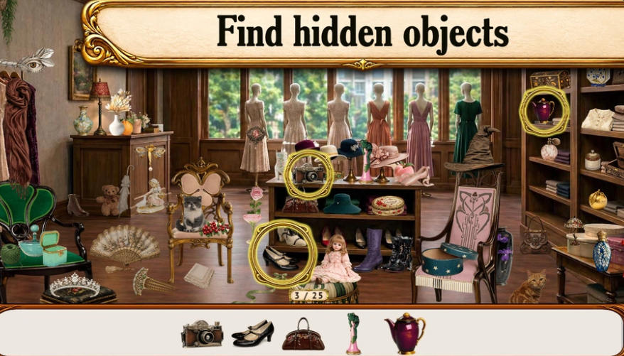Hidden Objects: Age of Elegance hidden items in an Art Nouveau boutique