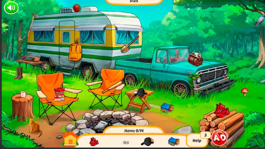 Hidden Objects American Journey forest campsite object hunt