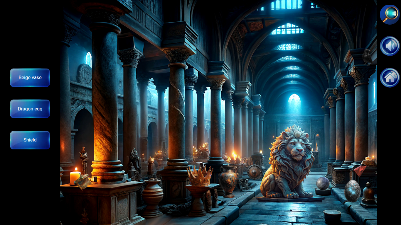 Hidden Objects Castle chamber with object list