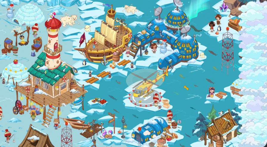 Hidden Objects Find Objects in the Village snowy island map