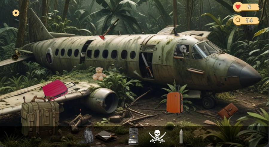 Hidden Objects Lost Island tropical crash site scene