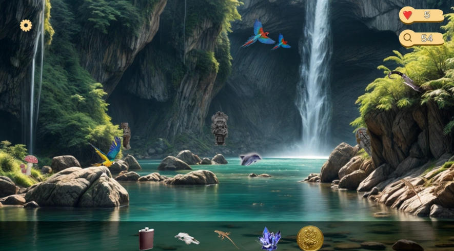 Hidden Objects Lost Island waterfall location