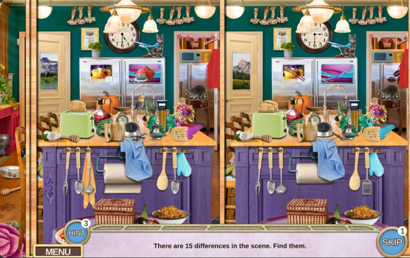 Hidden Objects: Sweet Home spot the difference kitchen puzzle