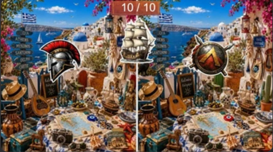 On Vacation Hidden Objects find the differences puzzle in Greece