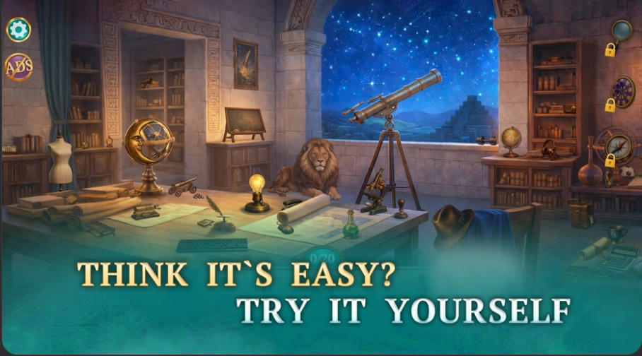 Secret Hall Hidden Objects starry observatory search scene