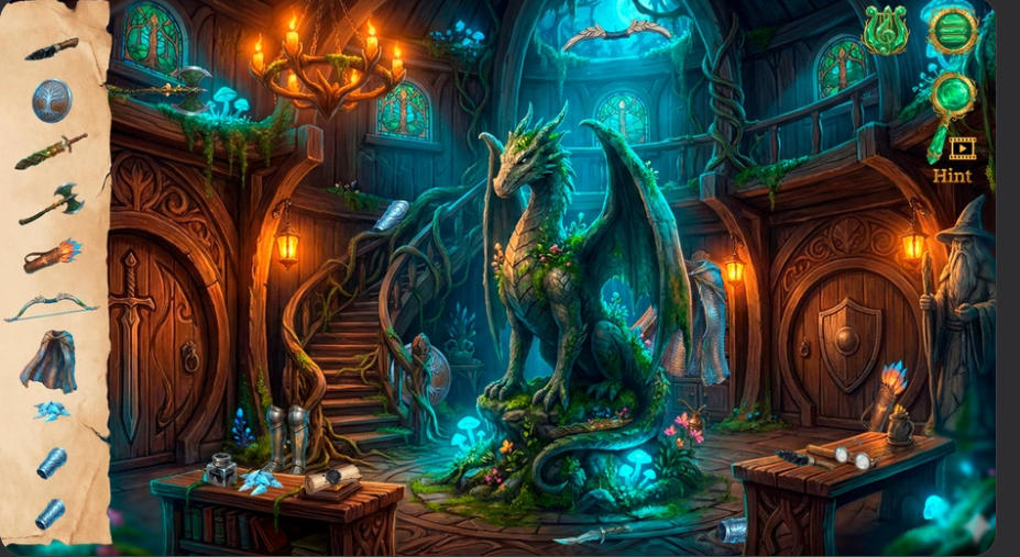 Shadow of the Golden Dragon hidden object elven castle search scene
