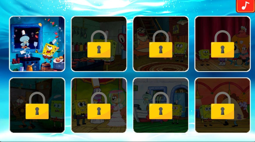 SpongeBob Spot the Differences level select menu