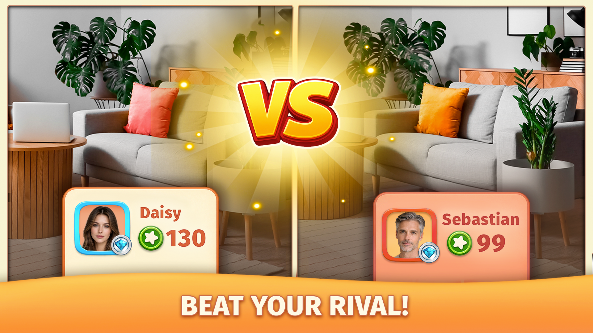 Spot 5 Differences Social duel view against a live rival