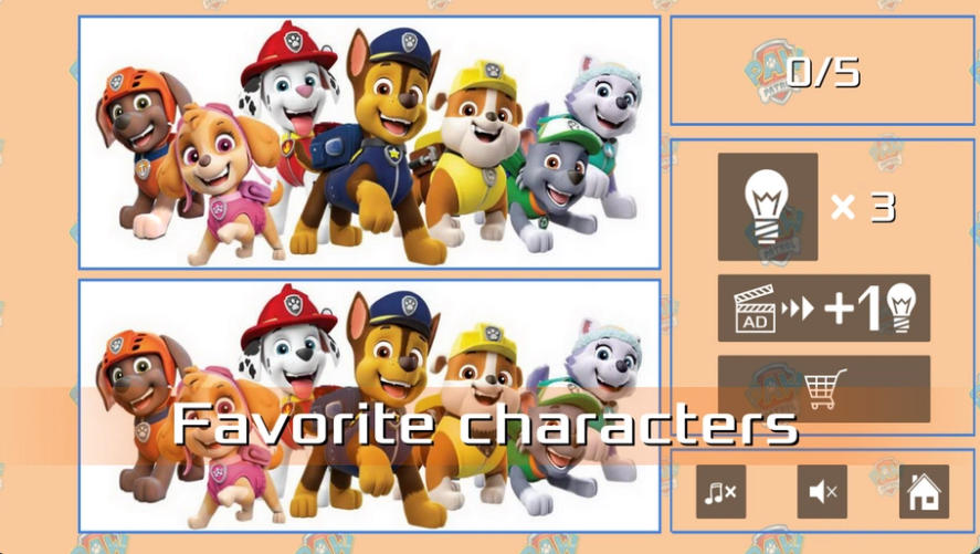 Spot the differences: PAW PATROL pup team picture comparison