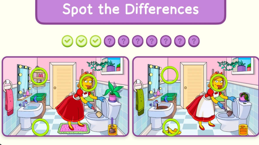 Spot the Differences The Best cartoon bathroom comparison puzzle